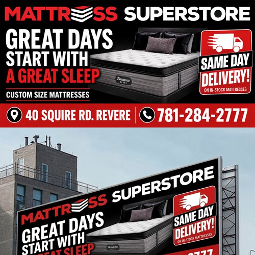 Local family owned mattress store billboard