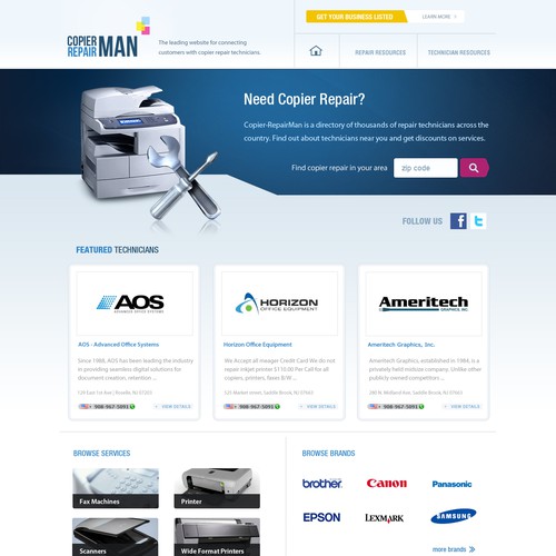 Copier Repair Man Website Design