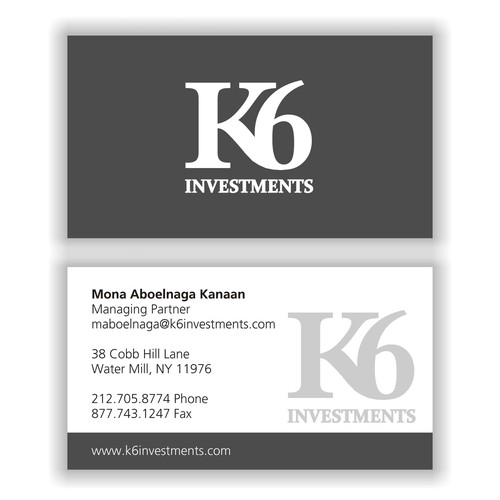Business Card Design for newly launched investment firm