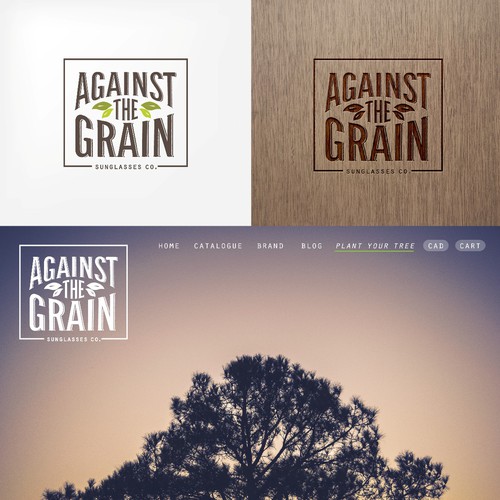 Create a logo for Against The Grain Sunglasses, a eco-fashion startup
