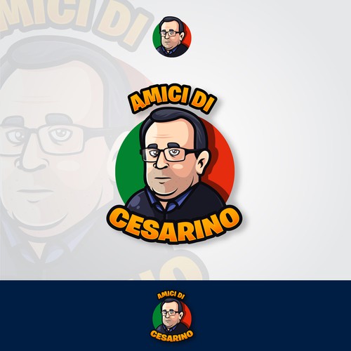 cartoon logo for Amici di Cesarino to remember his figure and spread his political idea to young people