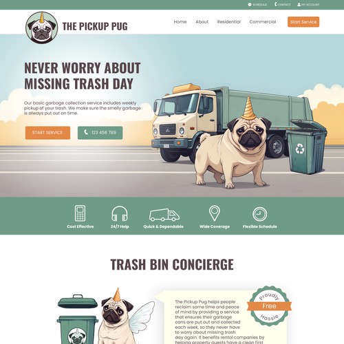 Landing Page Design for Trash Bin Concierge