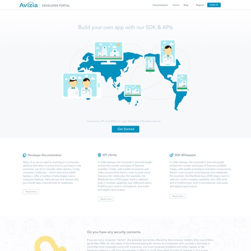 Avizia needs a first-in-class web page design for the developer portal