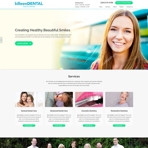 Homepage Design for a dentist
