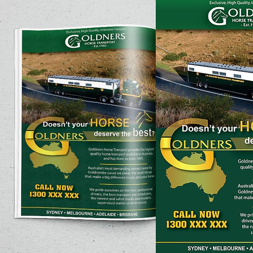 Full page text advertisment for premium transport company