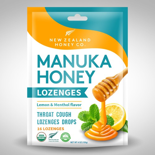 Modern, vibrant package design concept for New Zealand Honey