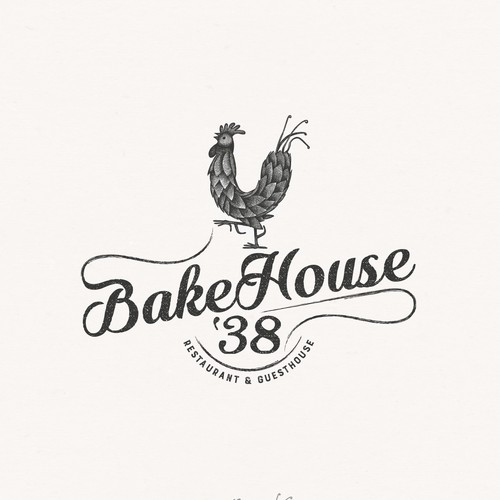 Rustic logo for wood-fired bakehouse, restaurant and guesthouse