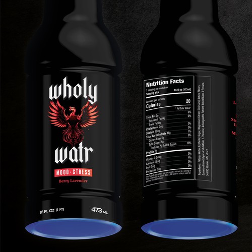 Badass bottle label design for a functional beverage