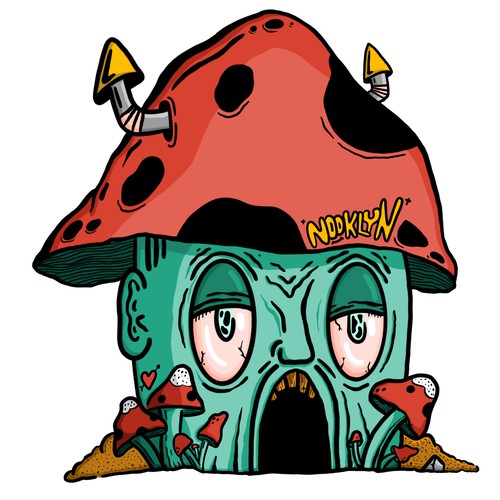 Halloween mushroom zombie sticker