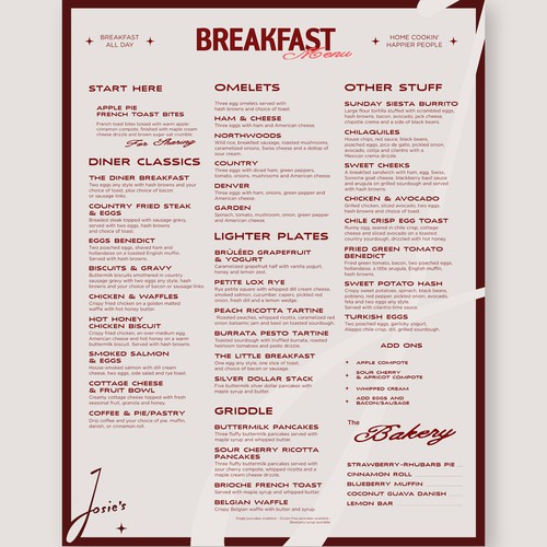 Menu Design for a euro inspired restaurant 