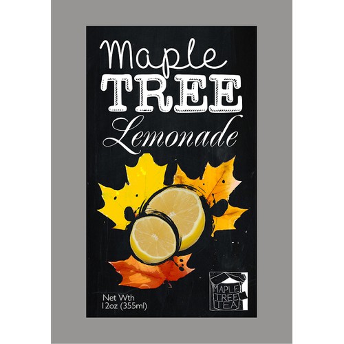 Create a drink bottle label for Maple Tree Lemonade!