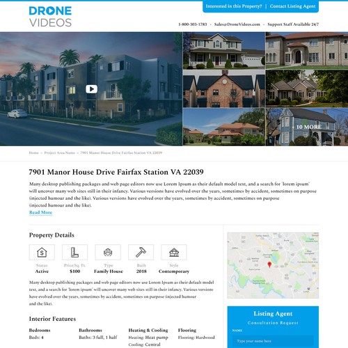 DroneVideos Real Estate Listing Template Redesign