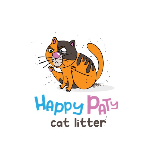 Design a happy logo for a cat litter