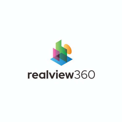 Overlapping colors logo for real estate visualisation software: realview360