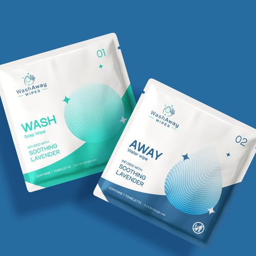 Clean and modern package design for soap and water wipes