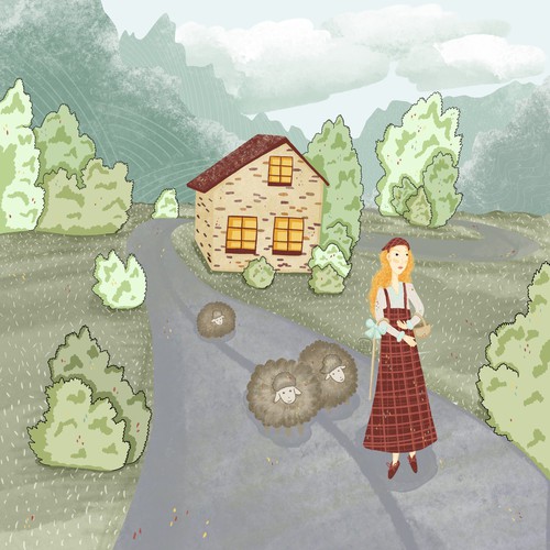 Shepherdess with sheeps