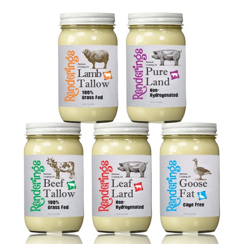 Create labels for our line of premium gourmet cooking fats.