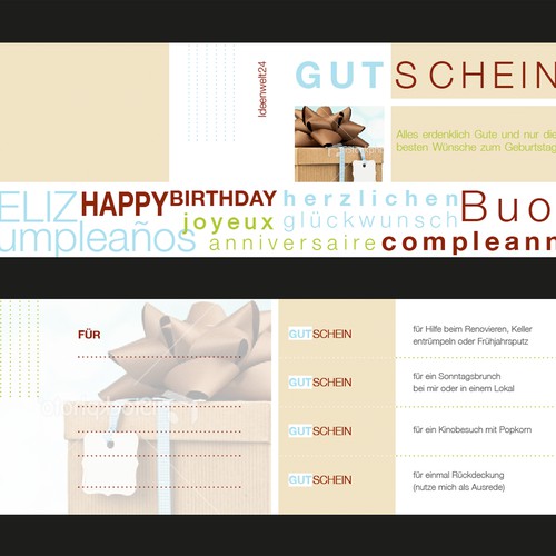 Geburtstagskarte mit Gutscheinen / design for: birthday card with coupon