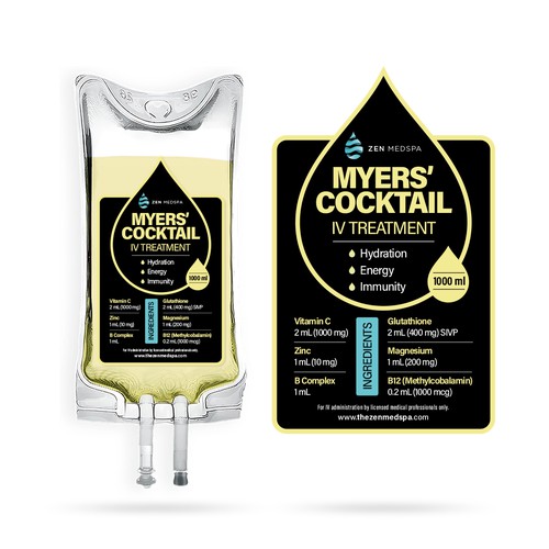 Zen Medspa Myers Cocktail Product Label Design