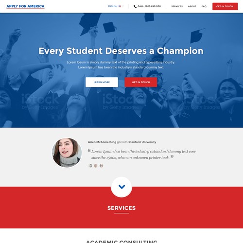 Clean website design for Apply For America