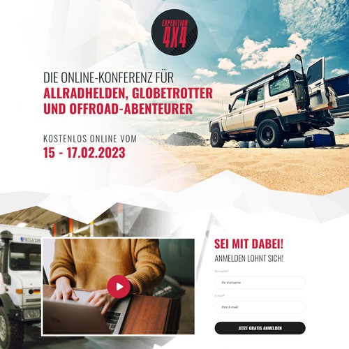 Landingpage for a Expedition4x4-Online-Summit