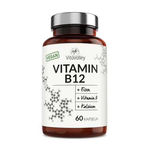 Label for vegan Vitamin B12 Capsules