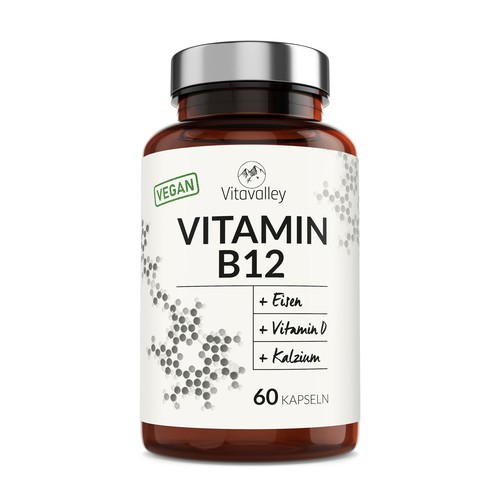 Label for vegan Vitamin B12 Capsules