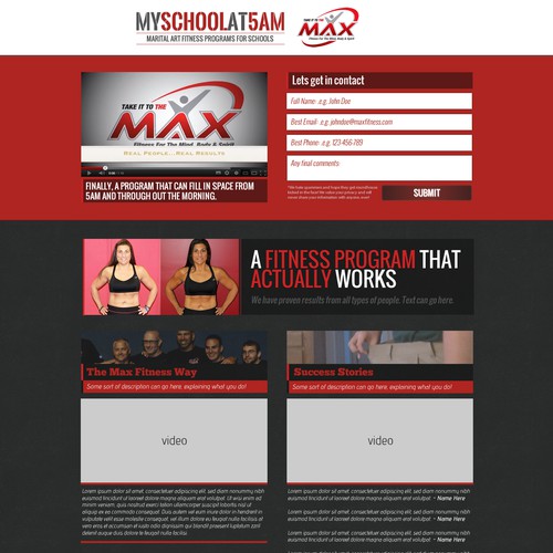 Create the next website design for MAX Fitness
