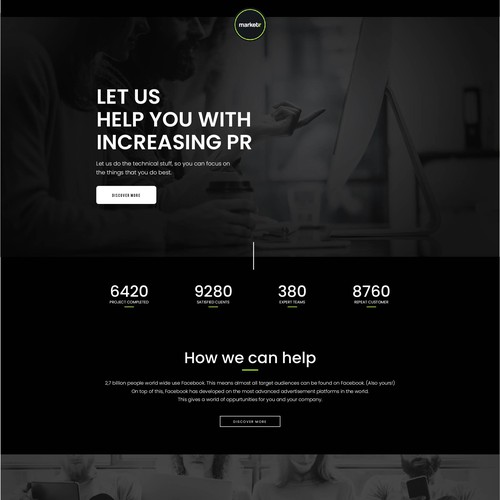 Simplistic and minimalistic 1-pager for Upcoming Digital Marketing Agency