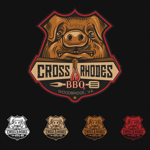BADASS logo for CROSS RHODES BBQ