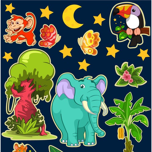 Children stickers illustrations