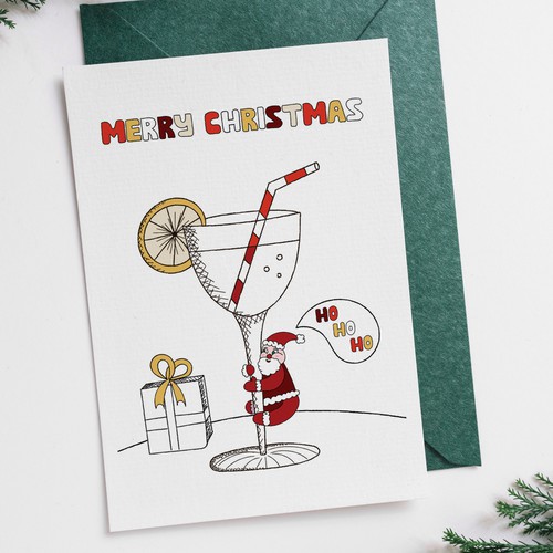 Christmas Greeting Card Design for cocktail business