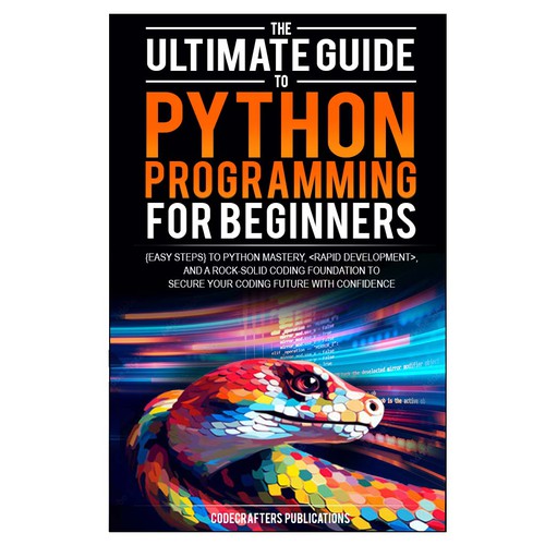special book cover design for the python programming theme