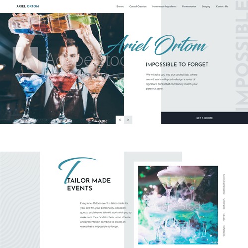 Website concept for coctail catering company