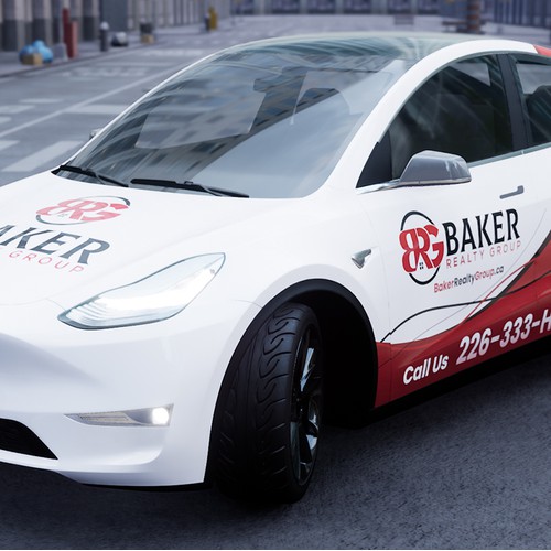 Sleek Design for Tesla Model Y Vehicle Wrap for Real Estate Team