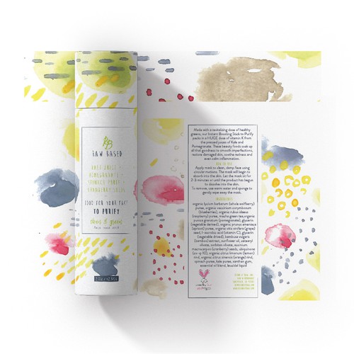 Energetic watercolour package for organic skincare