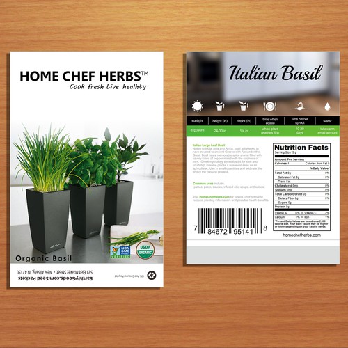 Organic Seed Packet Design for Home Cooks (Basil)