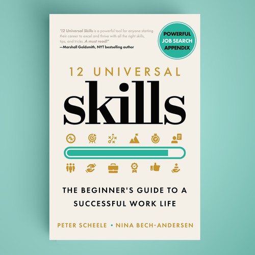 Design proposal foEssential Proficiency: '12 Universal Skills' Professional Development Book Cover Designr book about work life skills