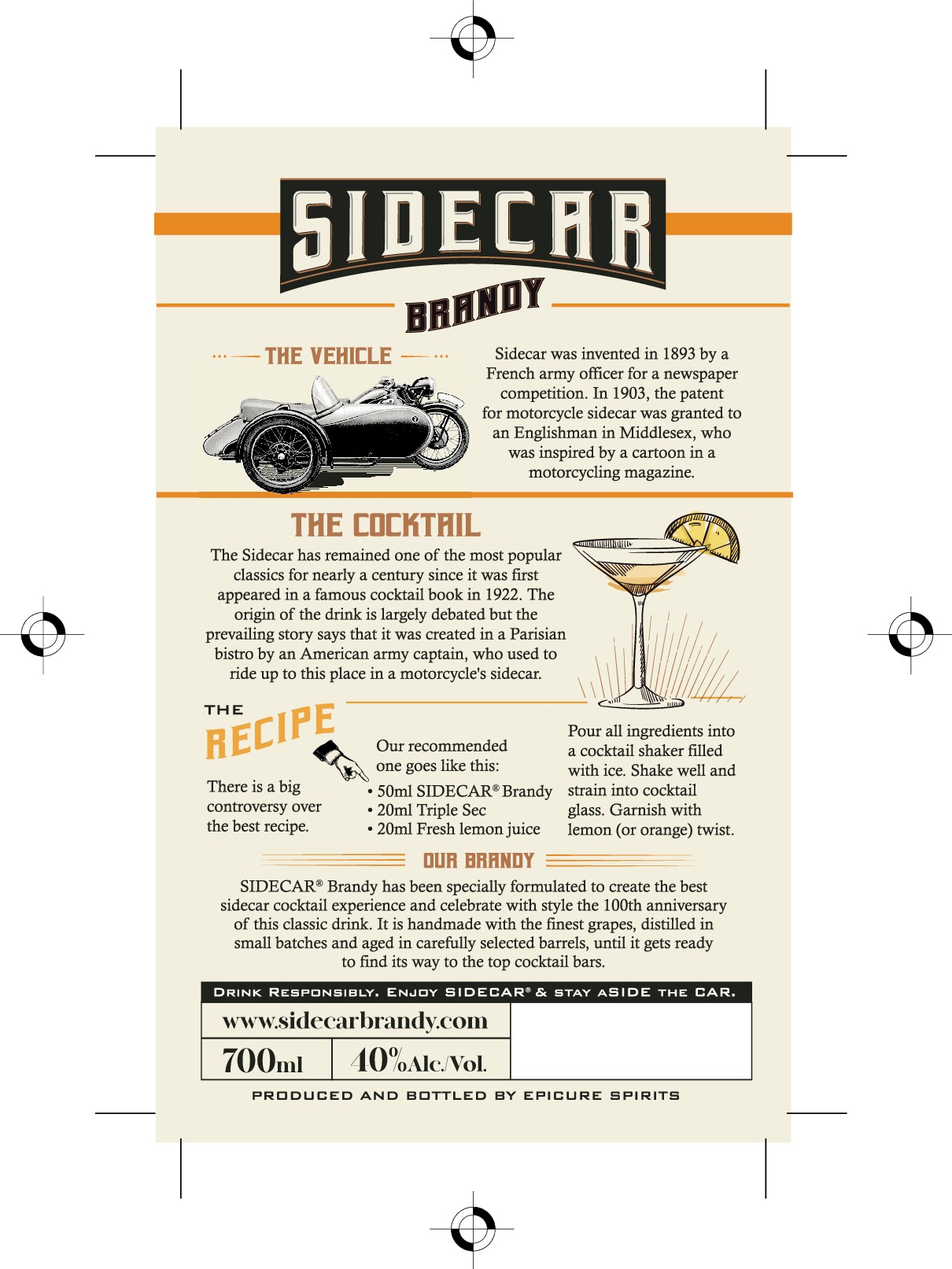 SIDECAR BRANDY | BACK LABEL
