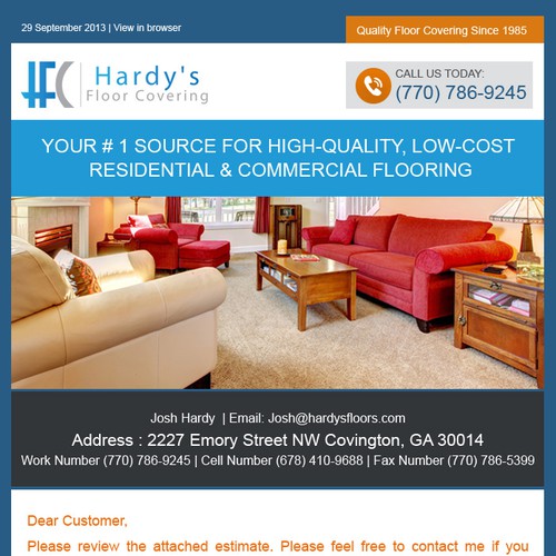 Hardy's Floor Covering needs a new email