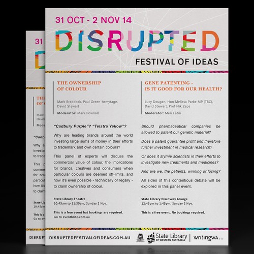 Flyer for "Disrupted" Festival of Ideas