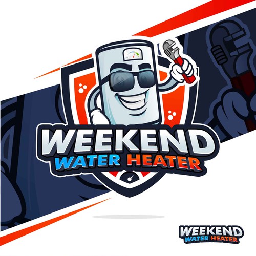 Cool water heater mascot logo