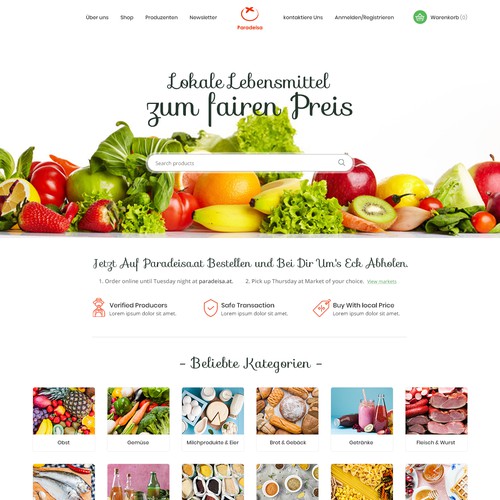 Website Design for Local Produced Food Provider.