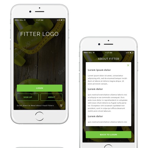 Food Fitter Mobile App UI