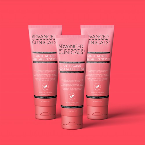 Advanced Clinicals Brightening Vitamin C Scrub tube package design