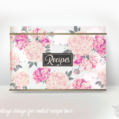 Vintage metal recipes box and my 3D metal box rendering