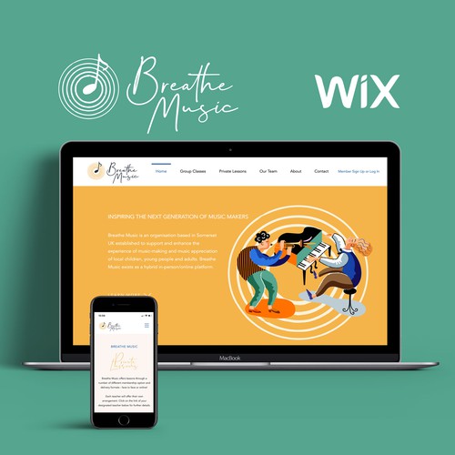 Branding and Wix branded website for https://www.breathe-music.co.uk/