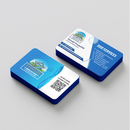 Water-Themed Business Card for Thrive Irrigation & Exterior Solutions