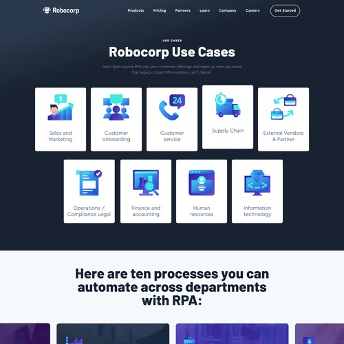 Landing page for software developer
