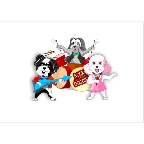 Create illustrated characters of Luigi, Mia & Paolo Rock Star Doggiesfor children's book.